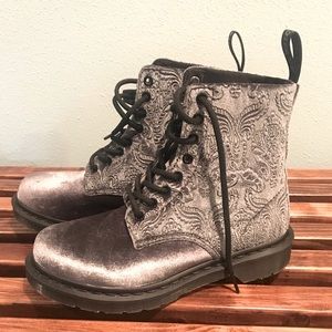 NEW Grey Velvet Embossed Dr. Martens